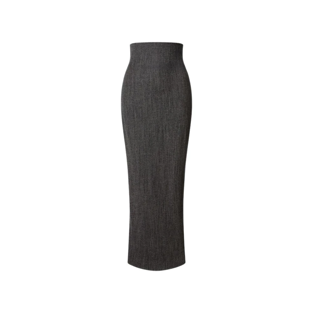Alberta Ferretti Vrouw Grijs Rokken Dames, L, Wol, Lange Rok Van Stretchwol