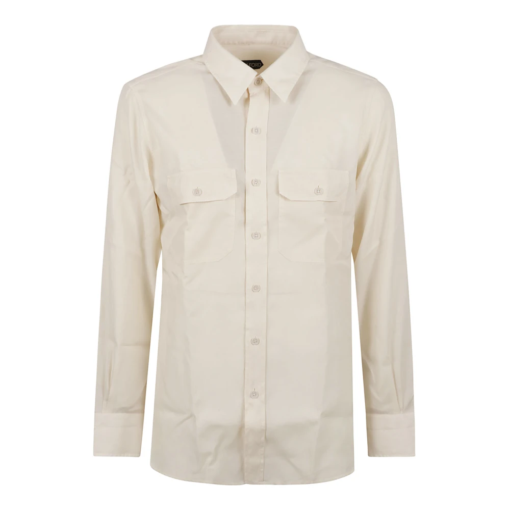 Tom Ford Militaire Twill Overhemden Beige Heren