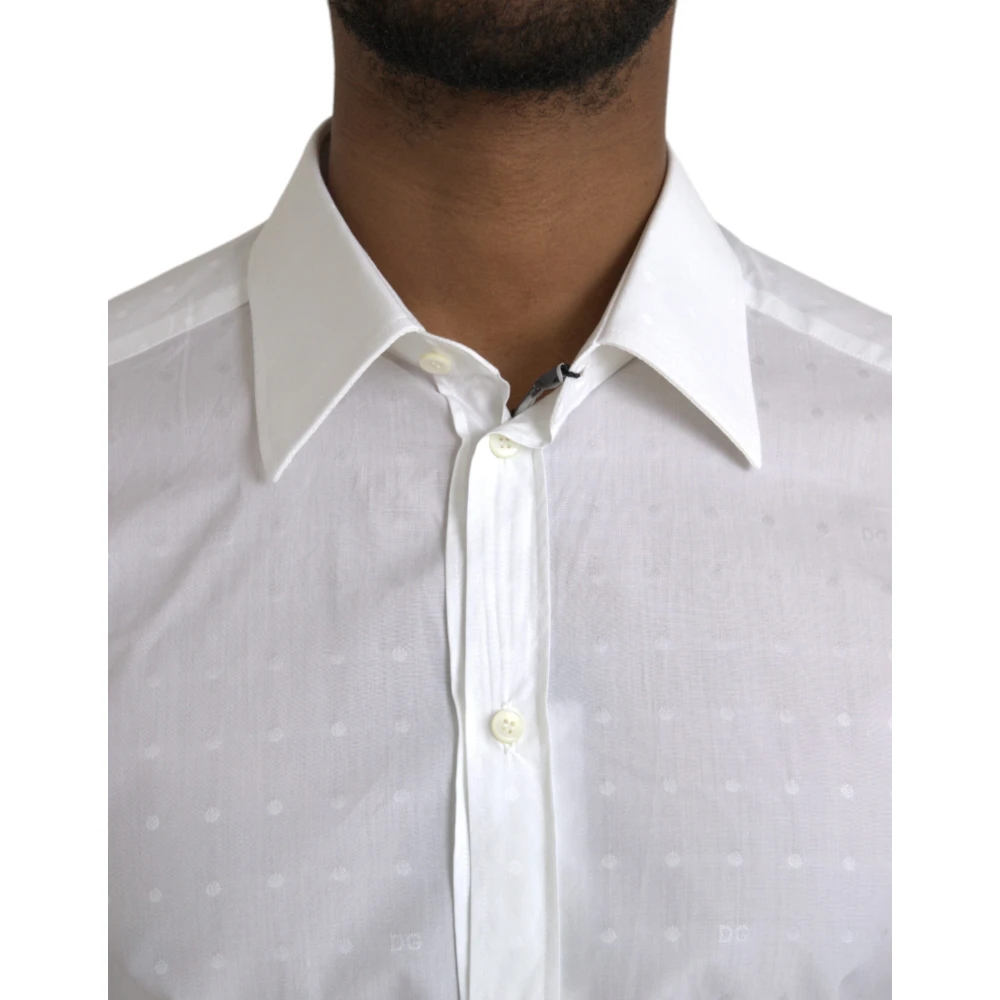 Dolce & Gabbana Wit Logo Katoenen Heren Overhemd White Heren