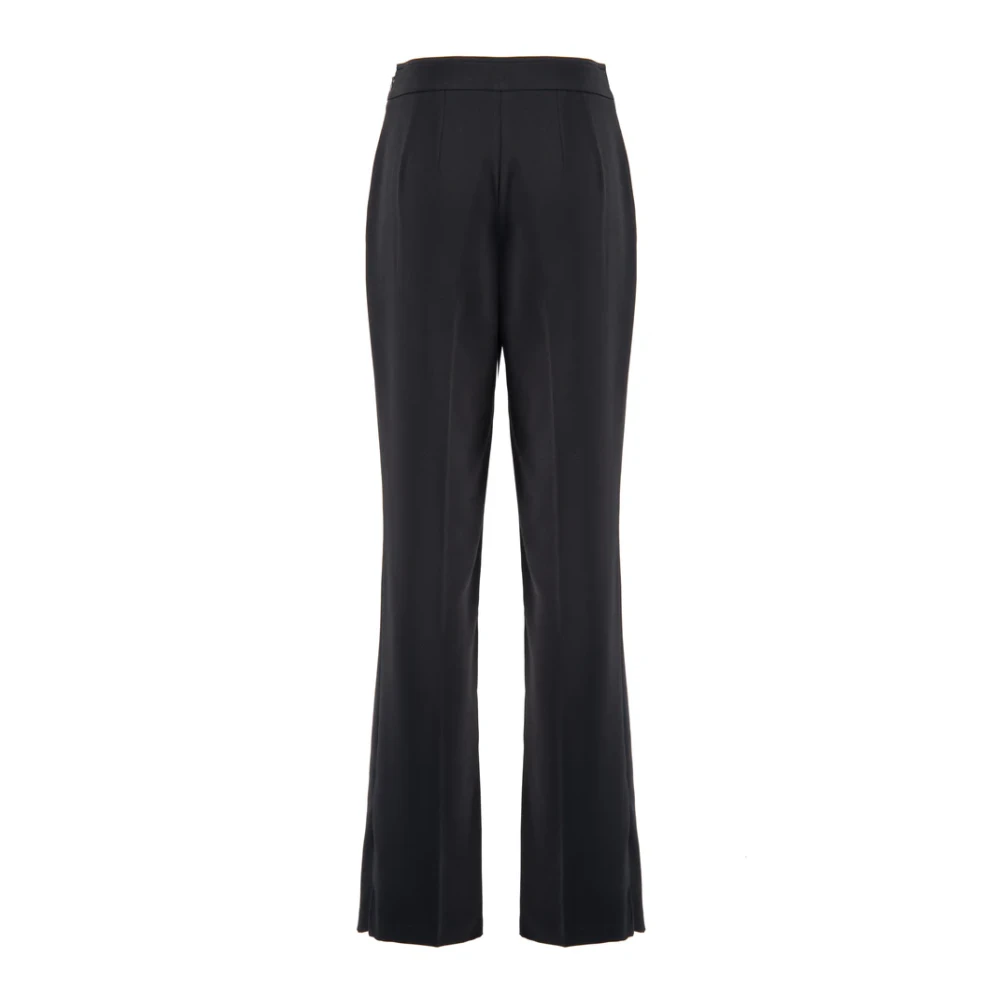 Nenette Zwarte Flare Broek in Halfglanzende Stof Black Dames