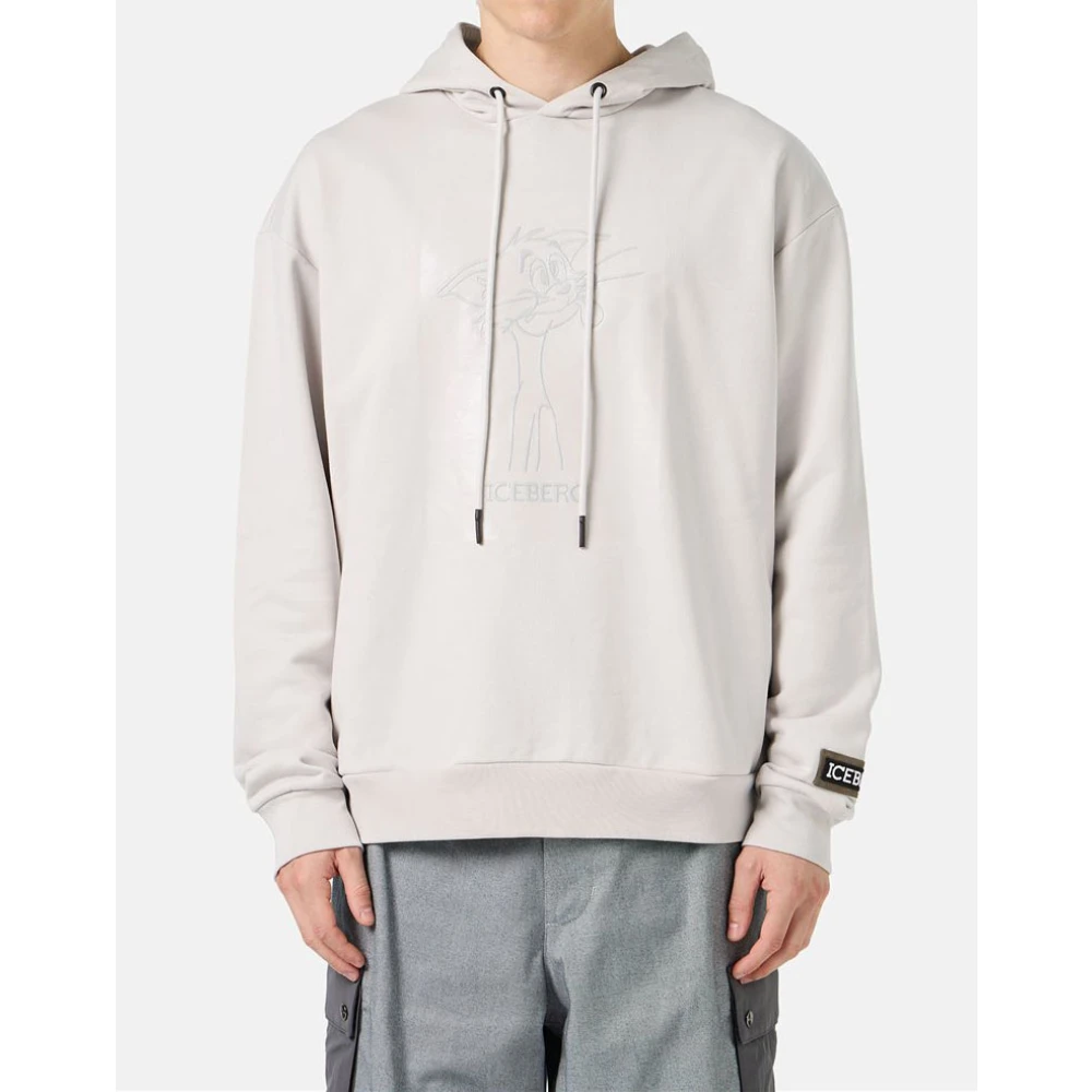 Iceberg Hoodie met rubberen print Gray Heren