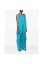 robe-bleue-drapee-sans-manches