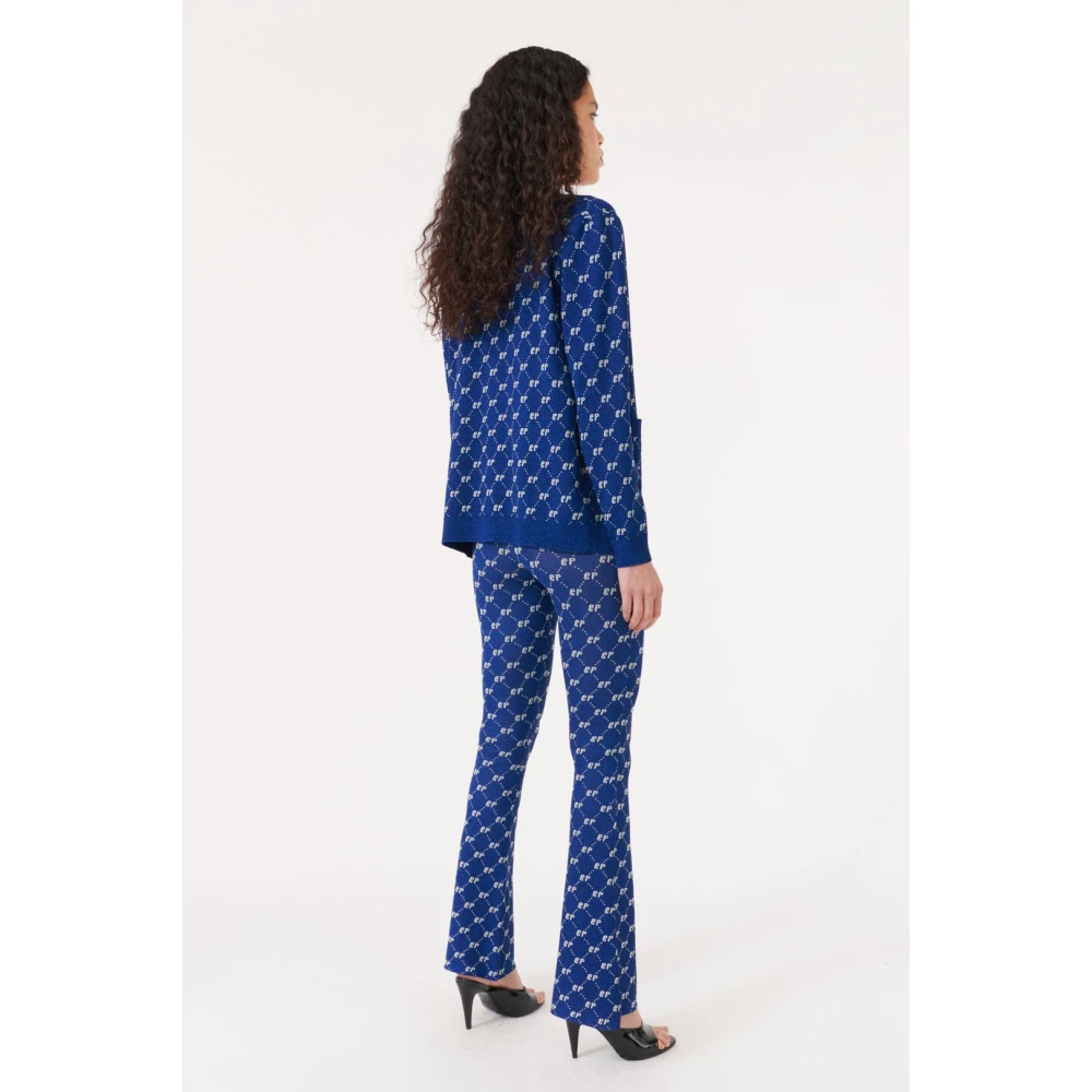 BAUM UND PFERDGARTEN Harlequin V-Neck Cardigan Blue Dames