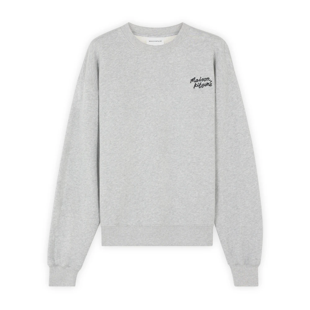 Maison Kitsuné Men's Gray Sweatshirts, Xs, Comfort Sweatshirt With Handwriting Print