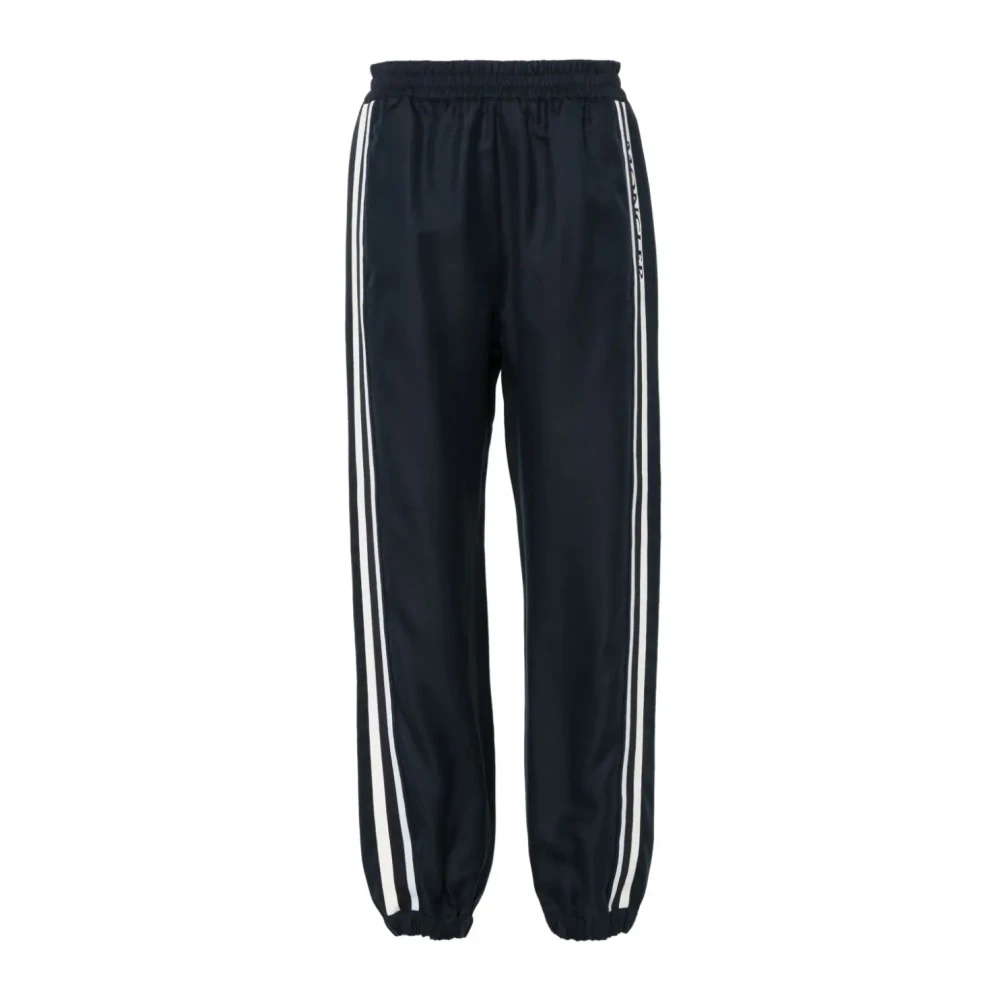 Moncler Blauwe Broek met Elastische Tailleband Blue Dames