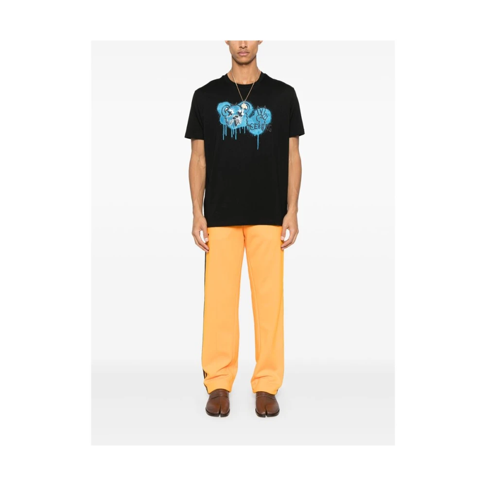 Iceberg Zwart Logo Print Crew Neck T-shirt Black Heren