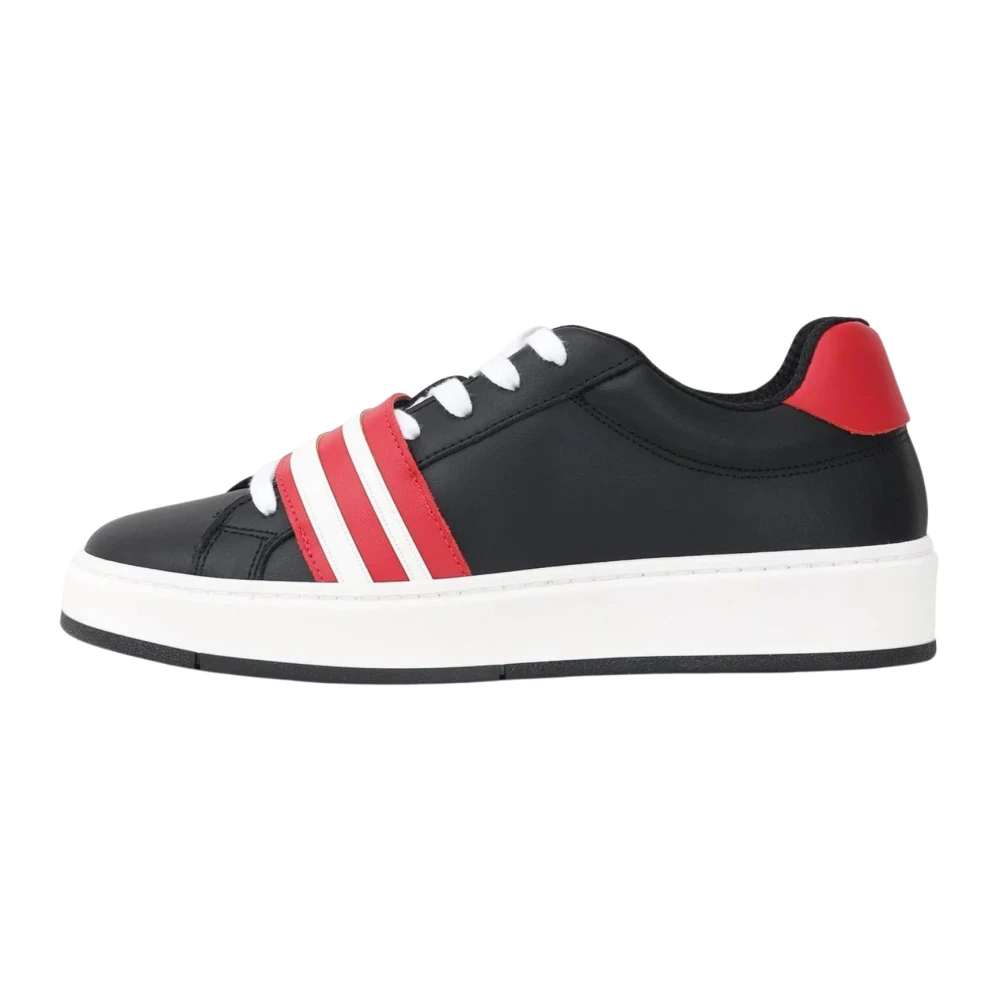 Gcds Band Logo Sneakers Leer Heren Schoenen Zwart