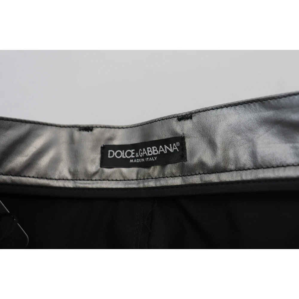 Dolce & Gabbana Metallic Zilveren Hoge Taille Skinny Broek Gray Dames