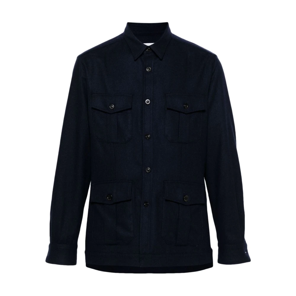 Boglioli Blauwe Wollen Jas Knoopsluiting Stijlvol Blue Heren