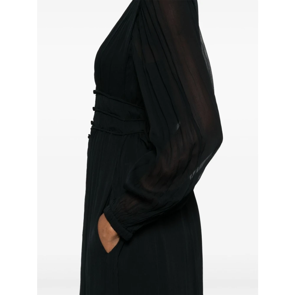 Isabel Marant Étoile Zwarte Amara Jurk met Voorknoop Black Dames