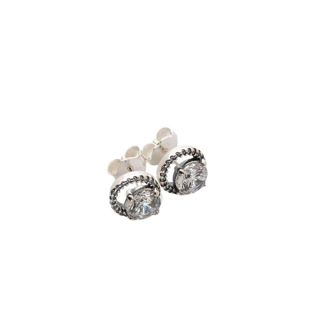 Pandora Women's Clear Sparkling Round Halo Stud Earrings - Sterling Silver / Cubic Zirconia - Image 2