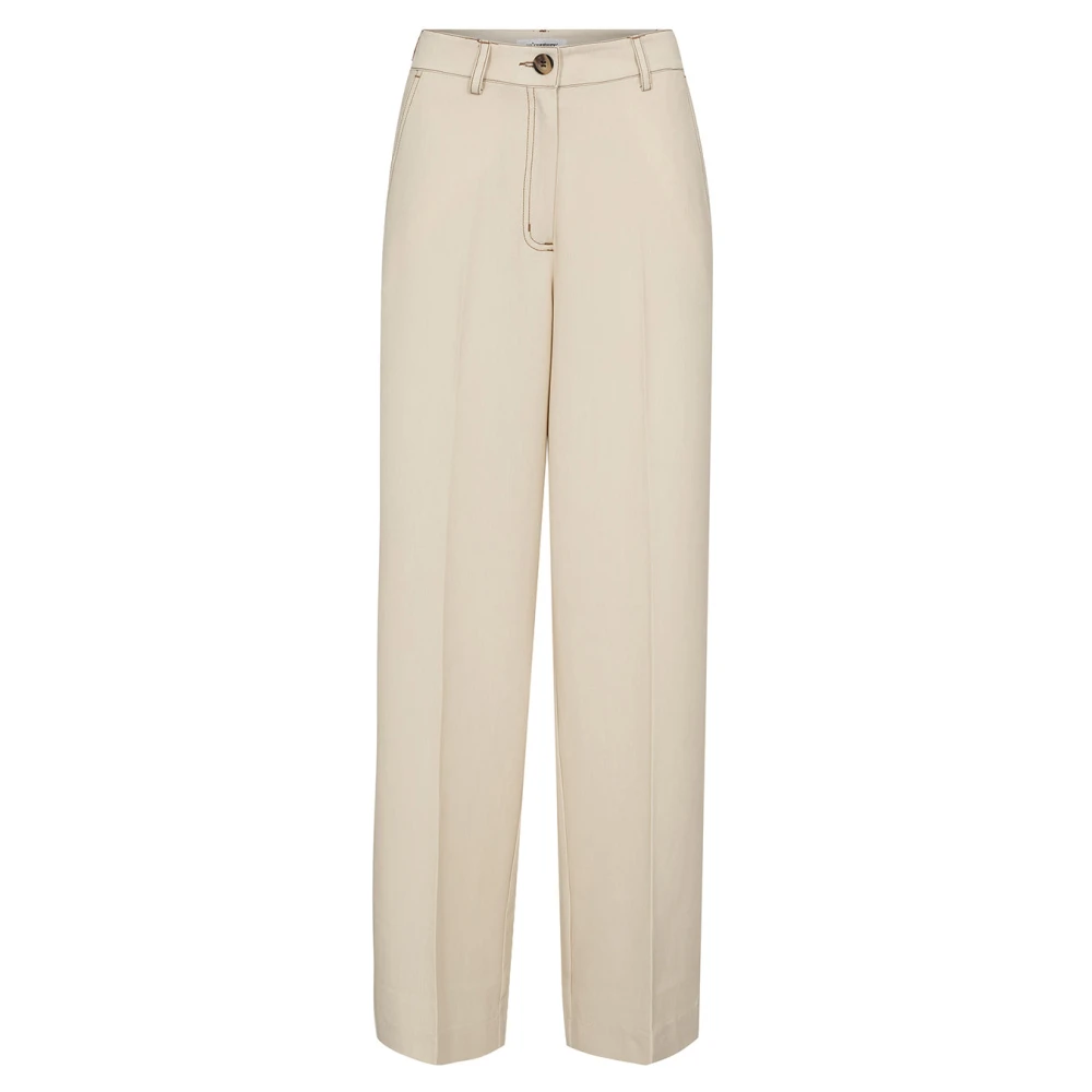 Co'couture Women's Beige Wide Trousers, L, Terrycc Denim Ll Pant