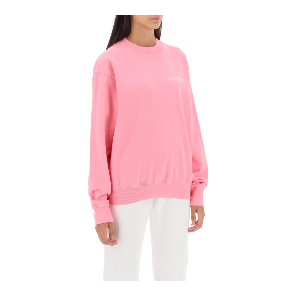 Sporty & Rich Oversized Health Club Sweatshirt met Logo Pink Dames