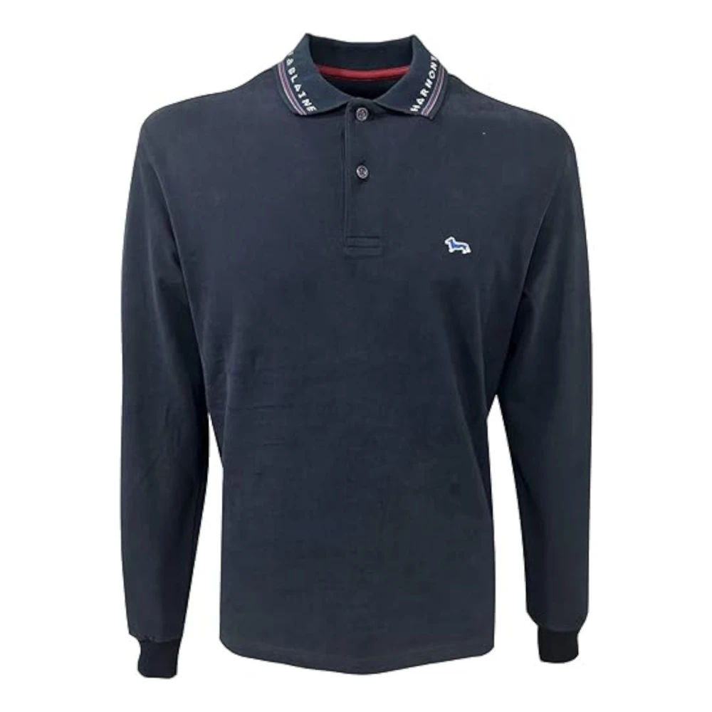 Harmont & Blaine Polo Kraag Jacquard Marineblauw XXL Blue Heren