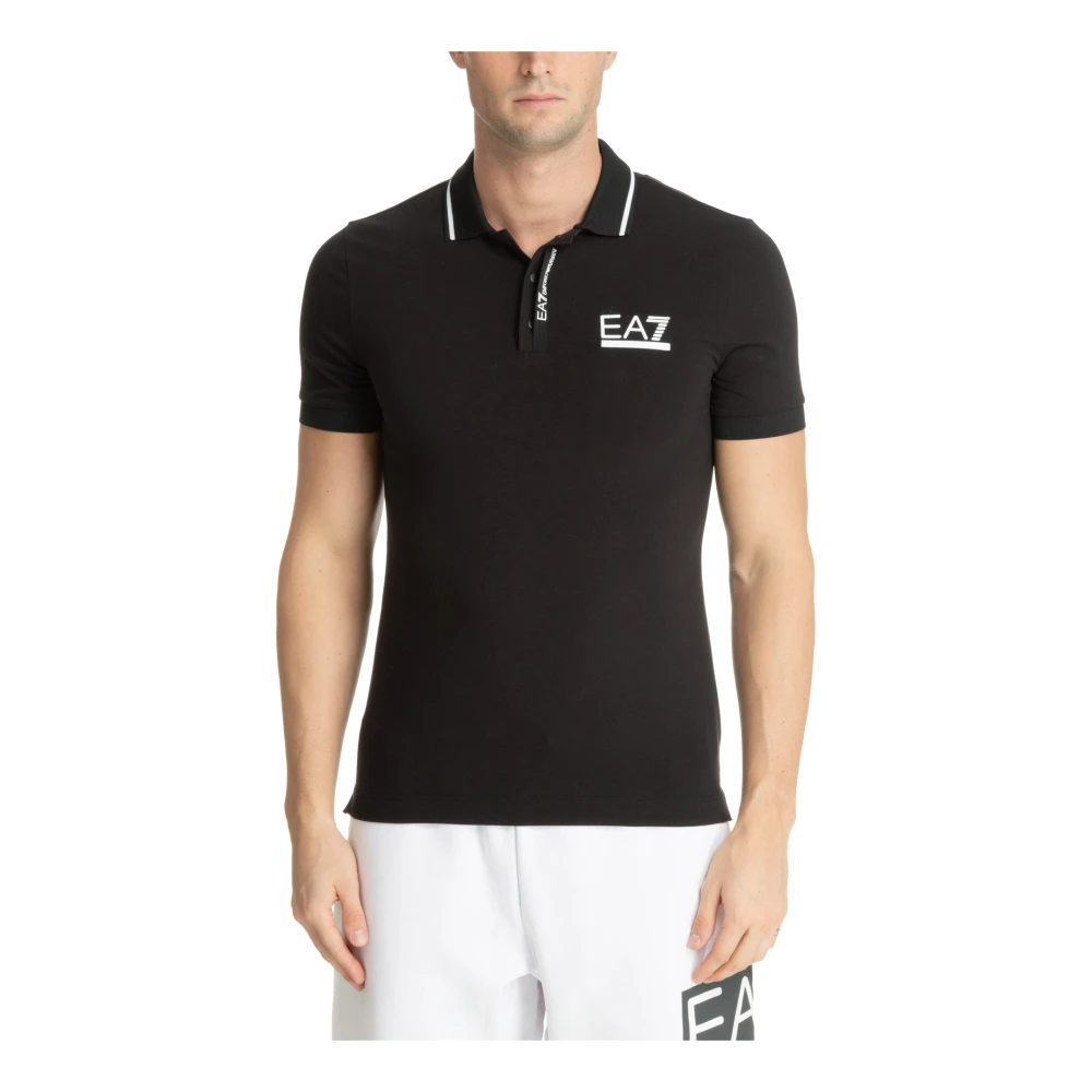 Emporio Armani EA7 Effen Logo Polo Shirt Black Heren
