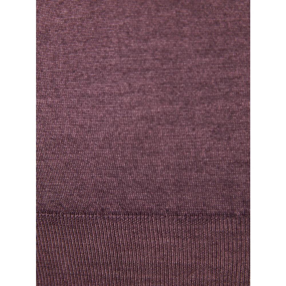 Canali Luxe Wol Zijde Polo Shirt Purple Heren