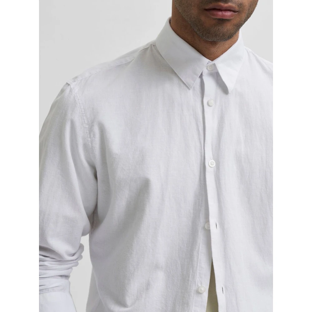 Selected Homme Slank lin shirt White Heren