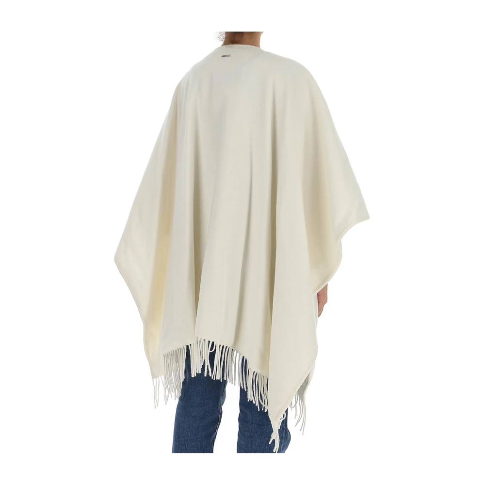 Fabiana Filippi Witte oversized poncho cape met franjes White Dames