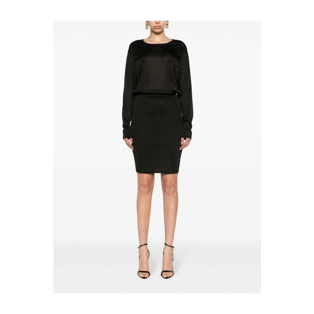 Saint Laurent Open-Back Gebreide Jurk Black Dames