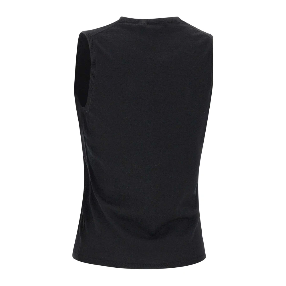 Theory Zwarte Wollen Mouwloze Top Black Dames