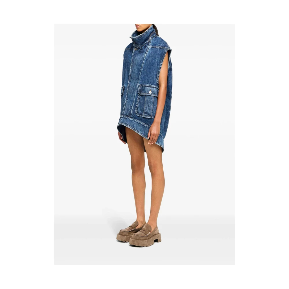 JW Anderson Indigo Denim Hoge Hals Vest Blue Dames
