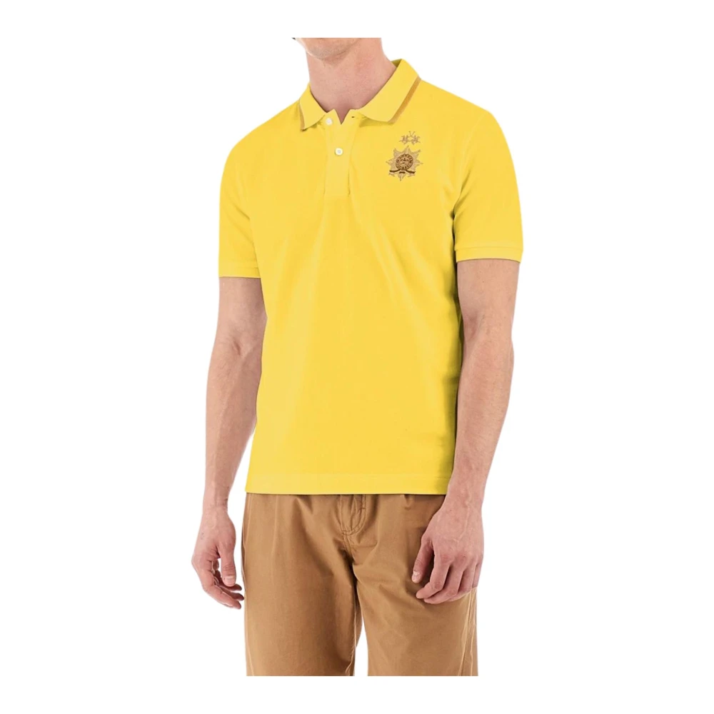 LA MARTINA Geborduurde Stretch Heren Polo Shirt Yellow Heren