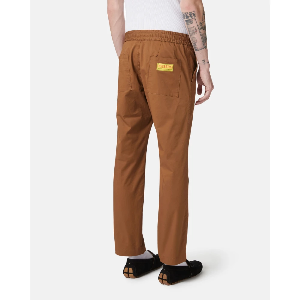 Iceberg Verbrand bruine jogging fit broek in stretch katoen gabardine Brown Heren