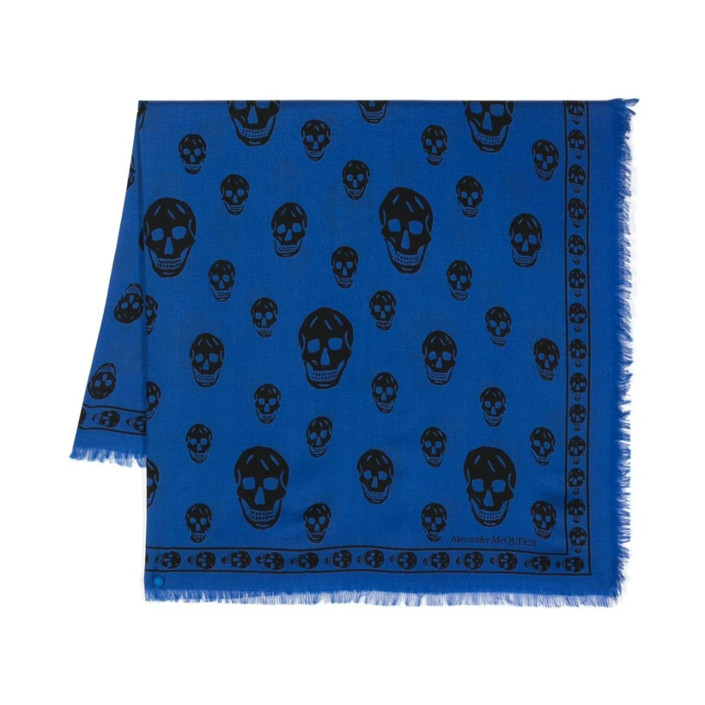 Alexander mcqueen Multicolor Biker Skull Sjaal Blue Dames