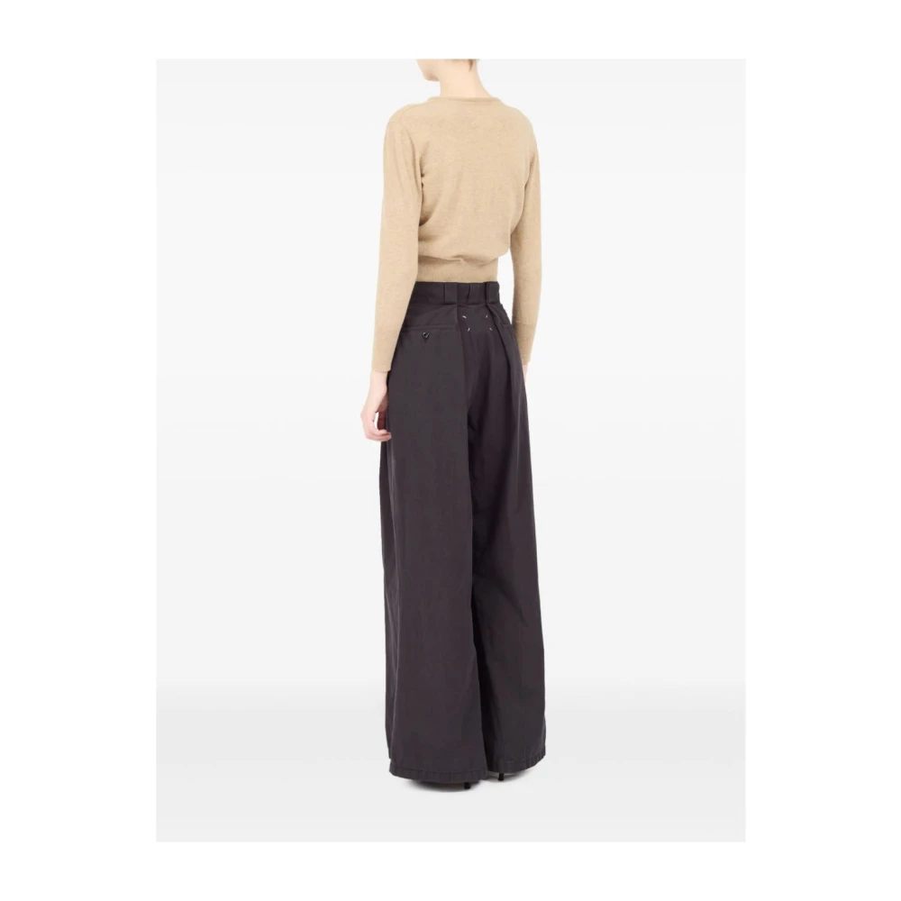 Maison Margiela Zwarte Gebreide Trui Beige Dames