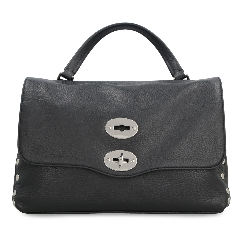 Zanellato Gestikte leren handtas met draaislot Black Dames