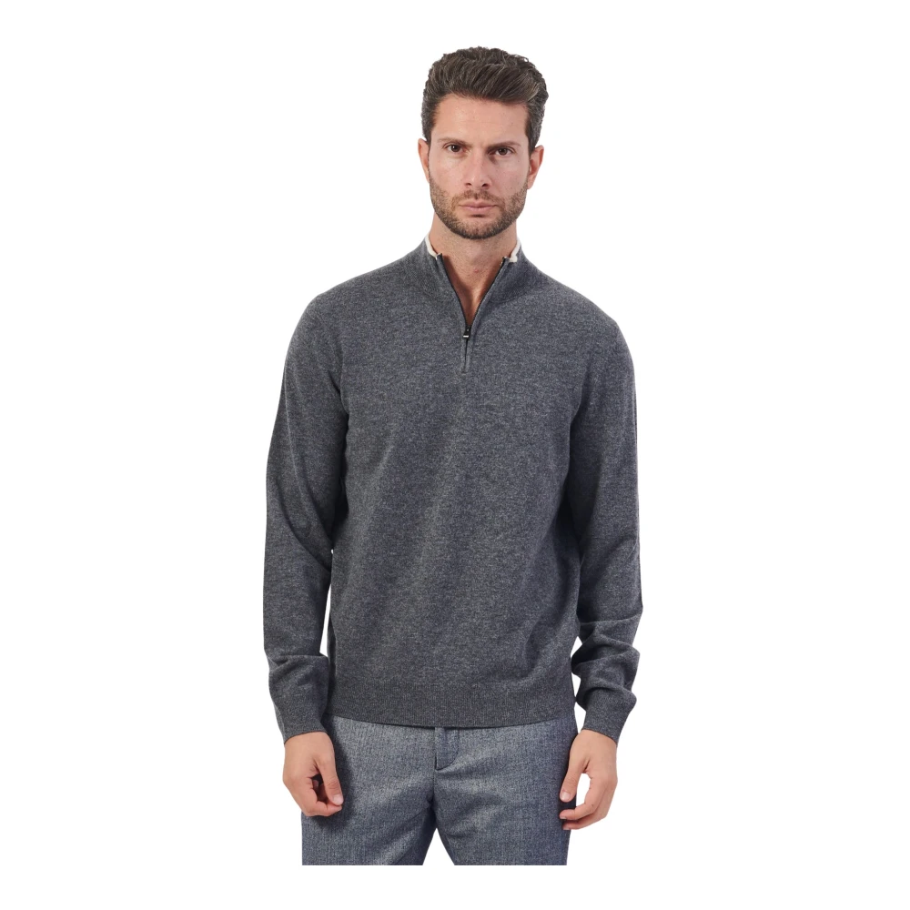 Hugo Boss Grijze Wol Zip Trui Gray Heren