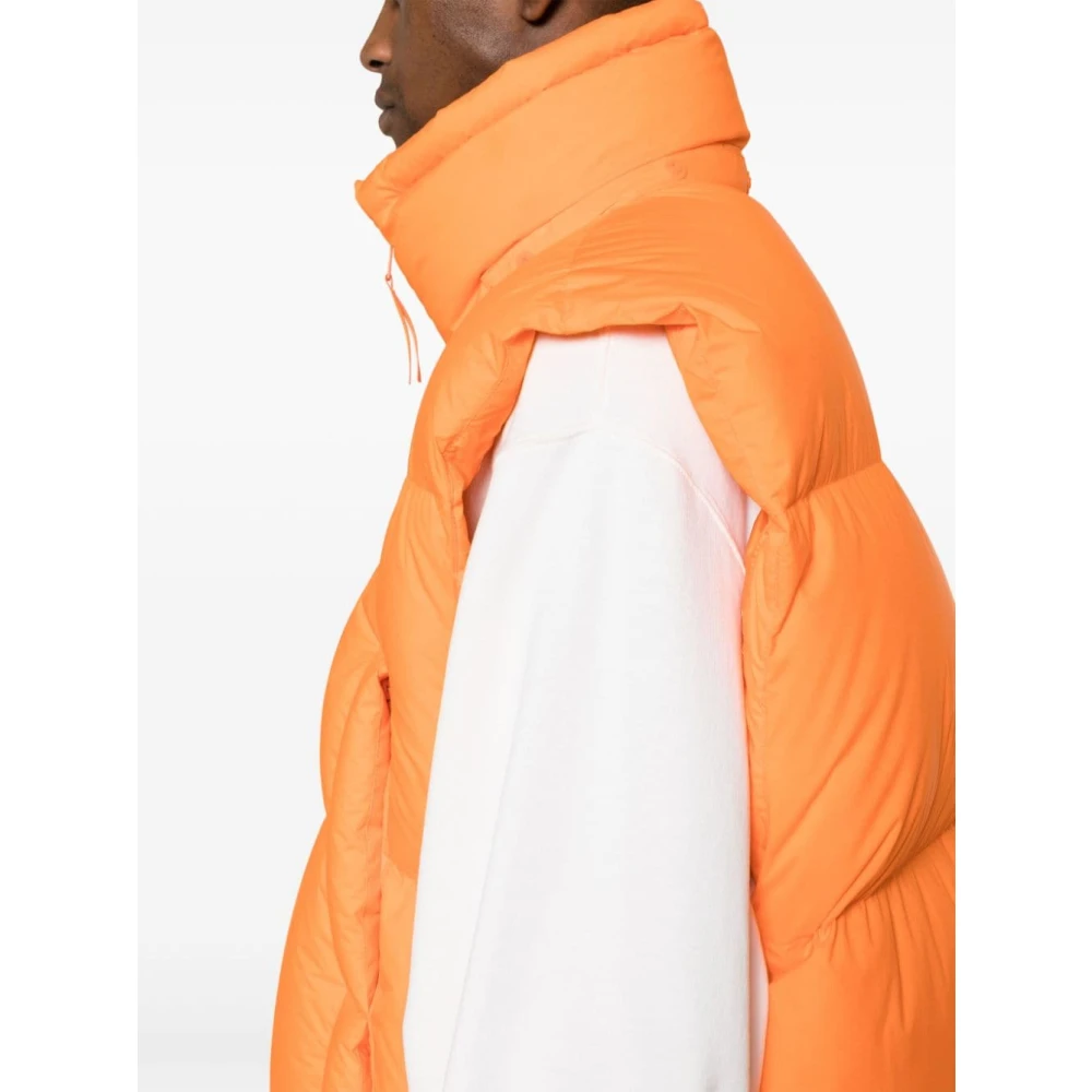 Moncler Oranje Gewatteerde Hoodie Jas Orange Heren