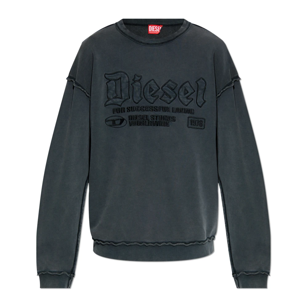 Diesel Sweatshirt met ruwe afwerking S-Boxt-Raw Gray Heren