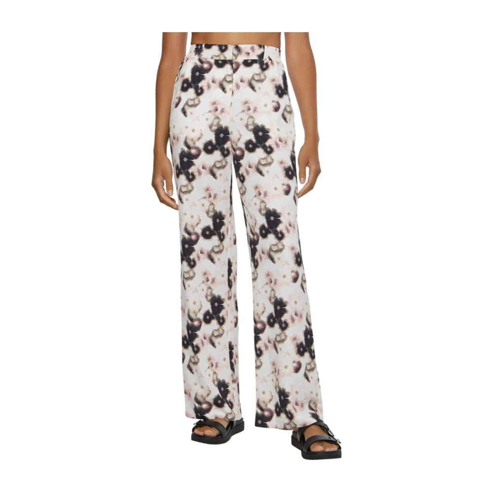 Calvin Klein Bloemen wijde pijpen broek Beige Dames