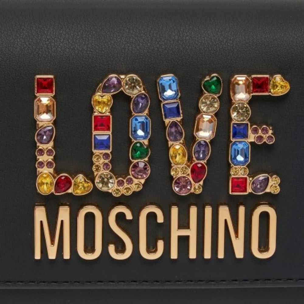 Love Moschino Zwarte Clutch met Strass Ketting Black Dames