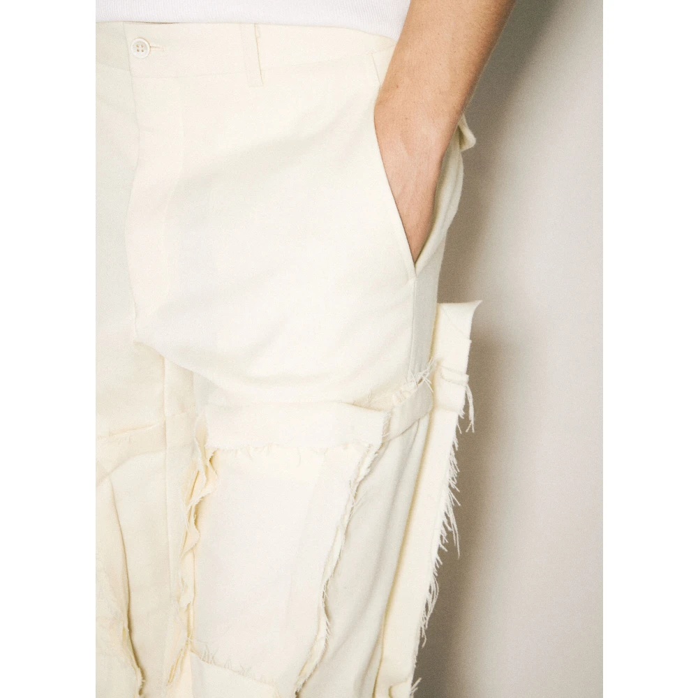 Comme des Garçons Gescheurde Paneel Wollen Broek Beige Heren
