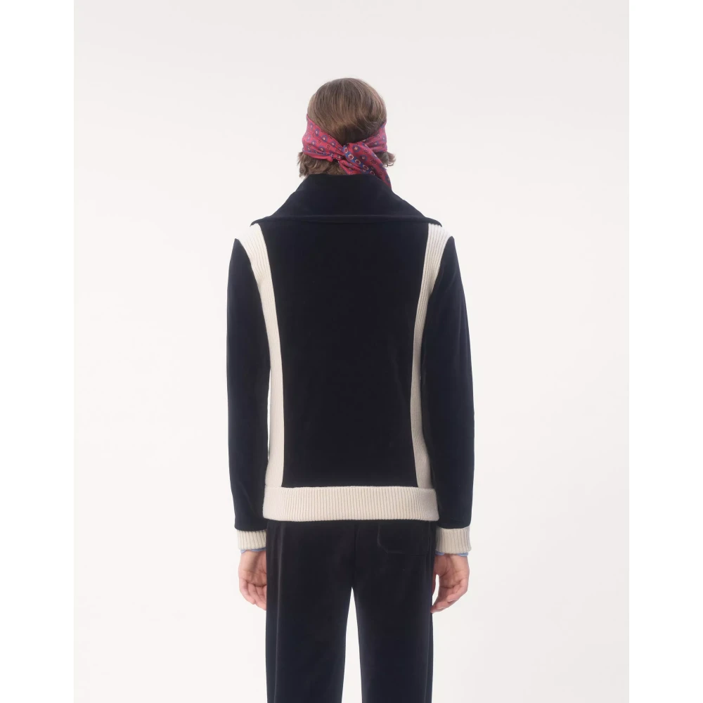 Valentino Chenille hoge hals cardigan met patch Black Heren