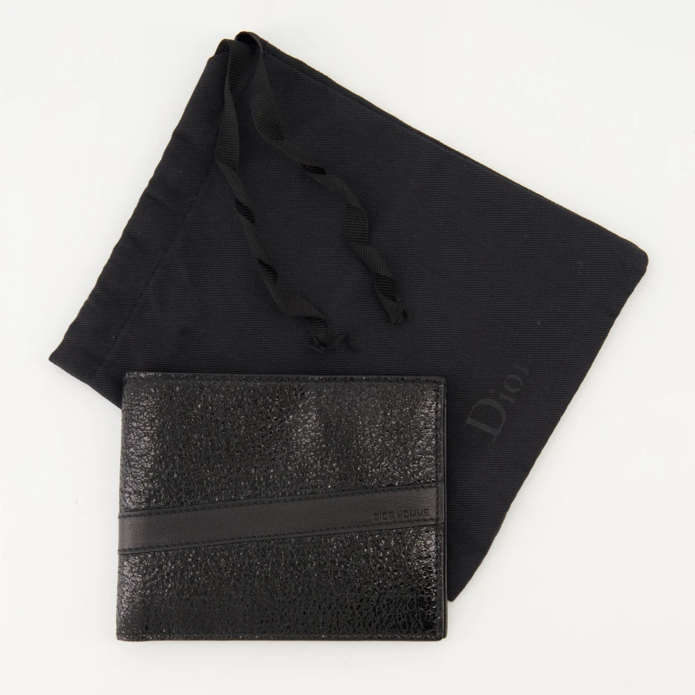 Dior Portemonnee van gestructureerd leer met klep Black Heren