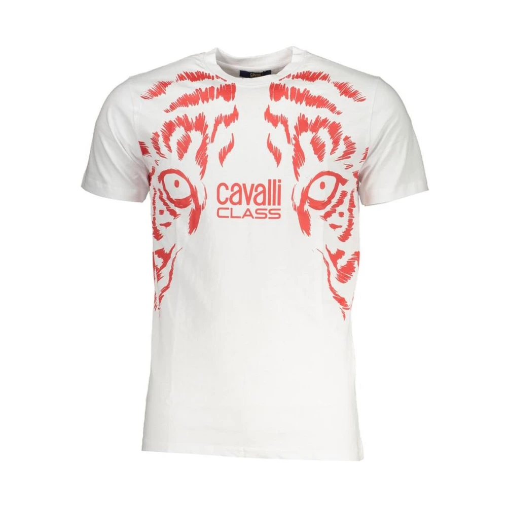 Cavalli Class Men's White Tiger Print Crew Neck T-Shirt