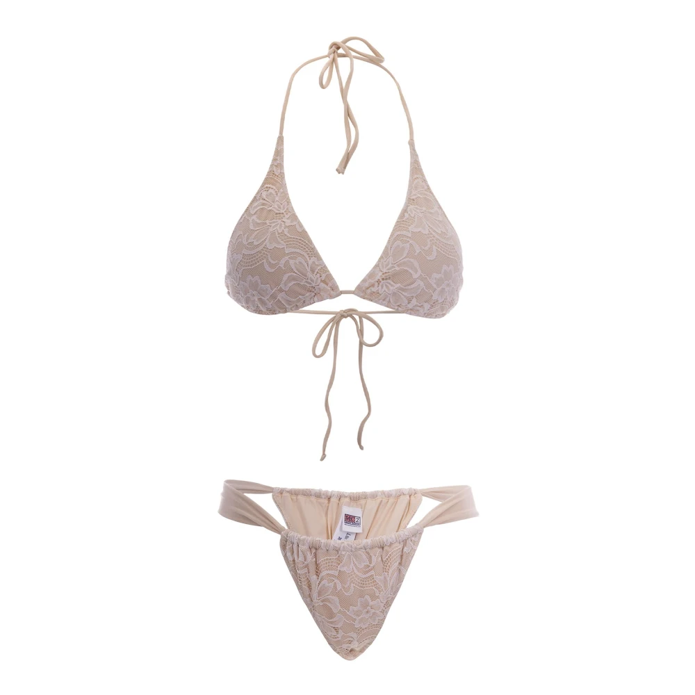 Mc2 Saint Barth Women's Beige Bikinis, M, Guiana Triangle Bikini Top