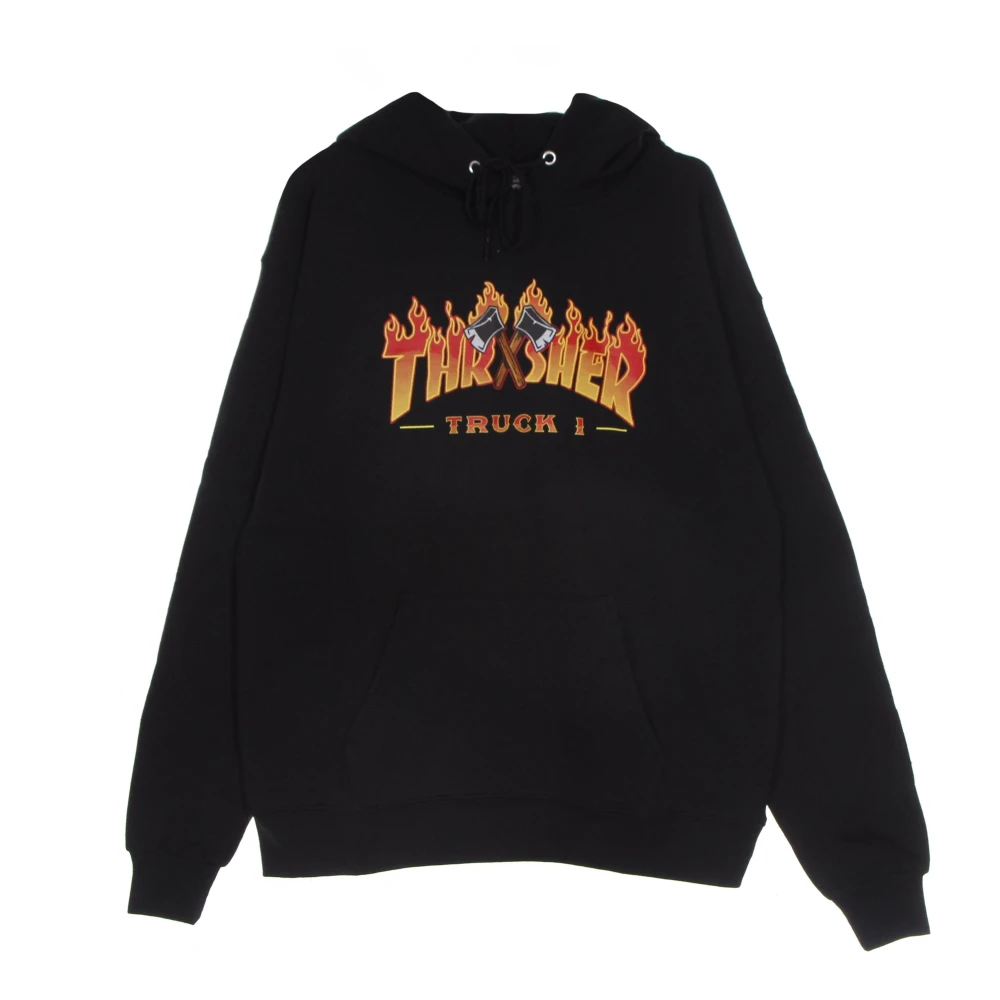 Thrasher Zwarte hoodie met vrachtwagenprint Black Heren