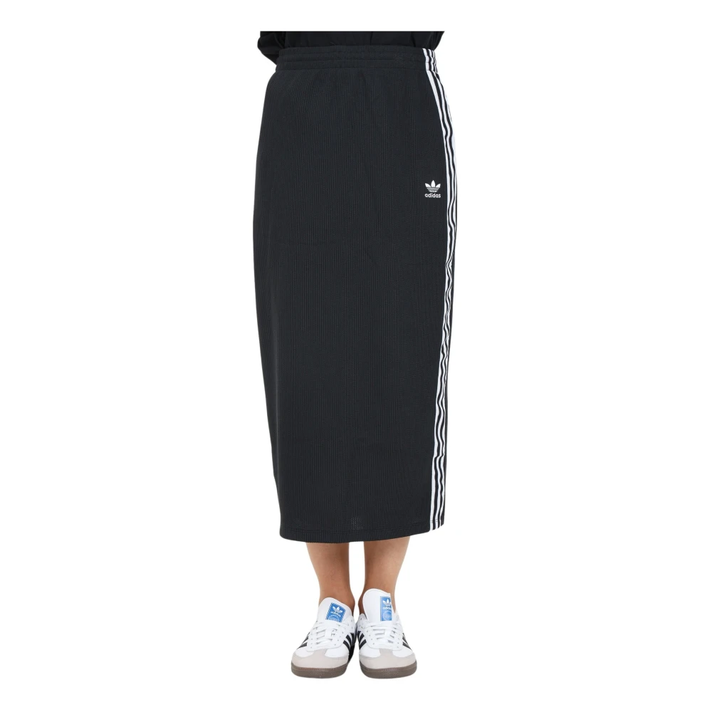 adidas Originals Zwarte Gebreide Midi Rok Black Dames