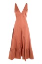 robe-midi-en-coton-marron-avec-col-en-v