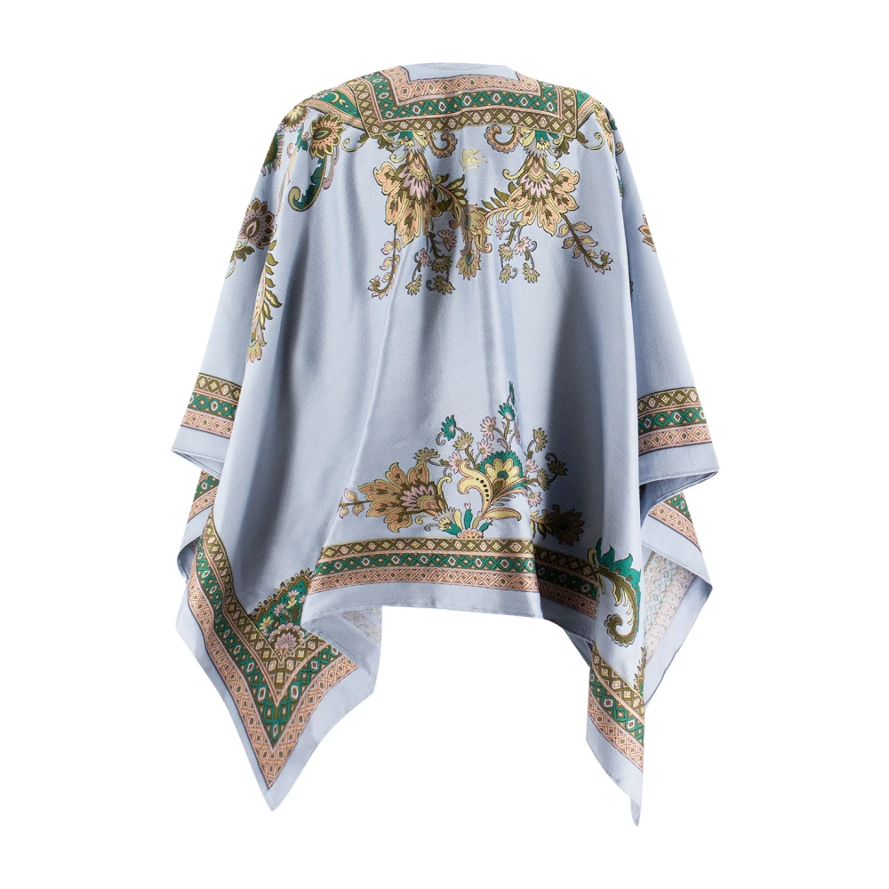 ETRO Gedrukte wolmix asymmetrische cape Multicolor Dames