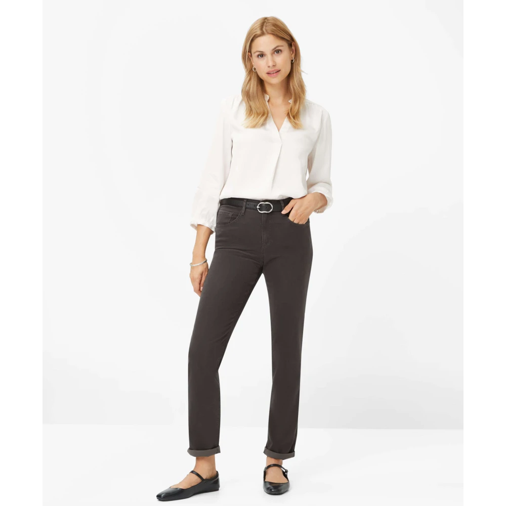 BRAX Katoen Satijn Five-Pocket Broek Gray Dames