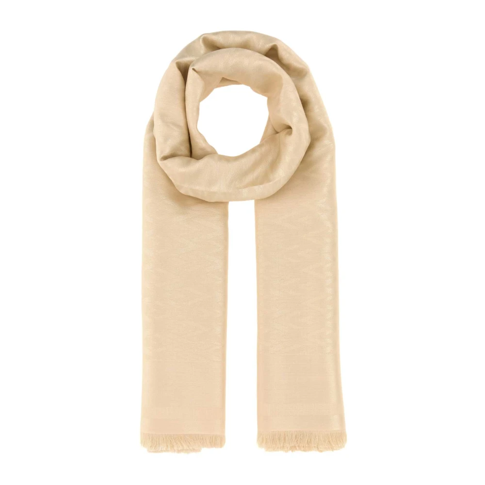 Valentino Garavani Beige Silk Scarves, Female, One Size, Toute La V Shawl