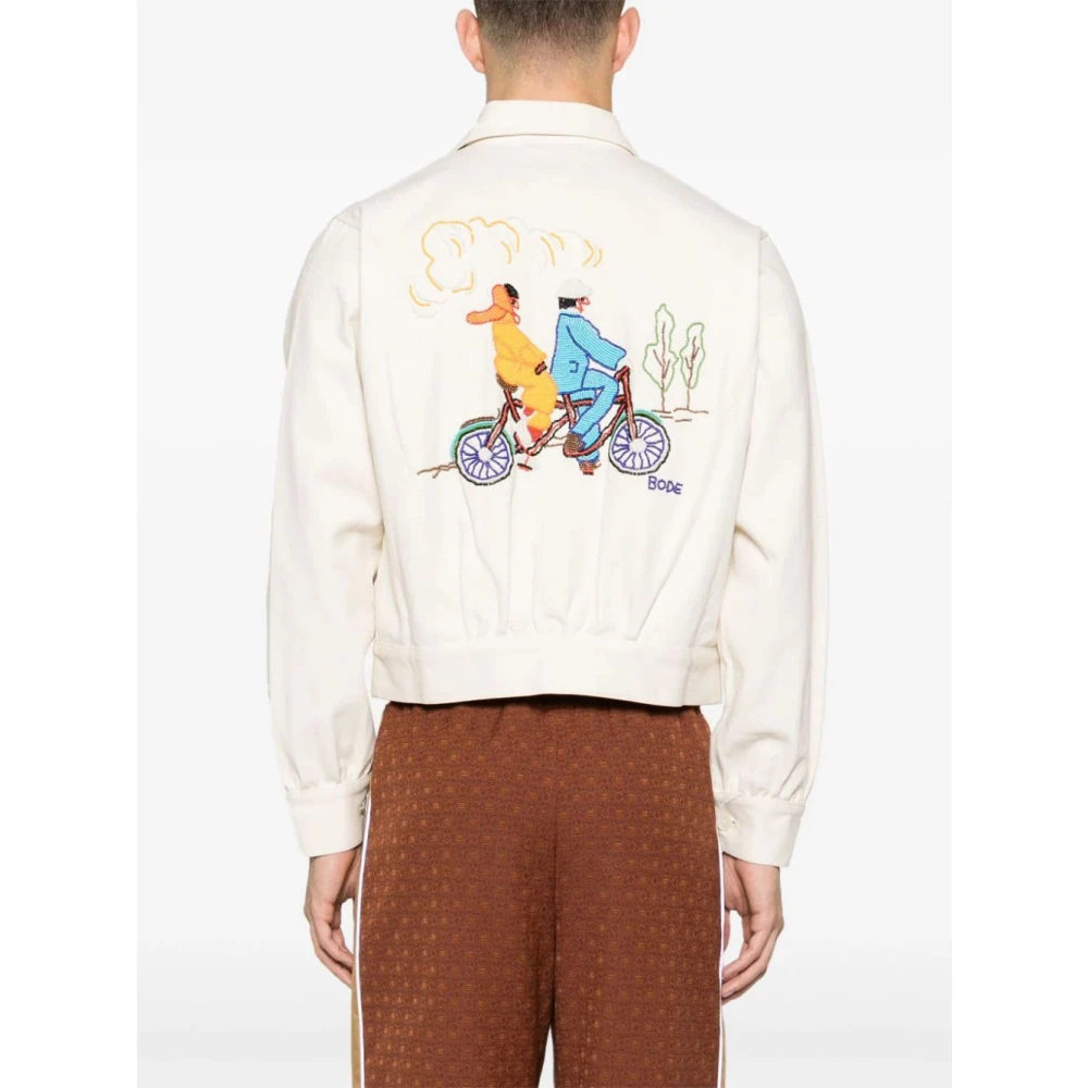 Bode Geborduurd fietsjack Beige Heren