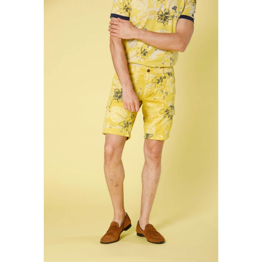 Mason's Heren Bloemen Cargo Bermuda Shorts Yellow Heren