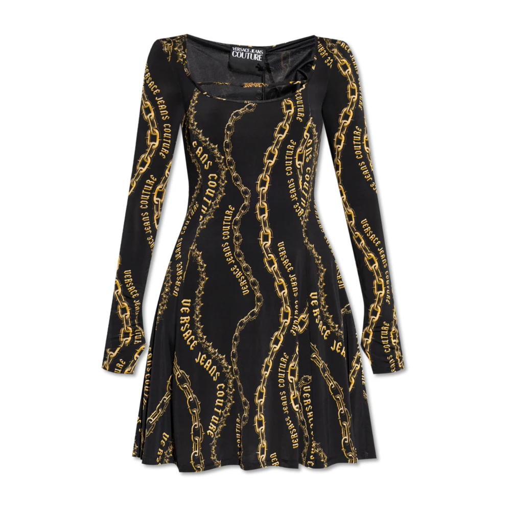 Versace Jeans Couture Zwarte Jurk Elegant Dameskleding Multicolor Dames