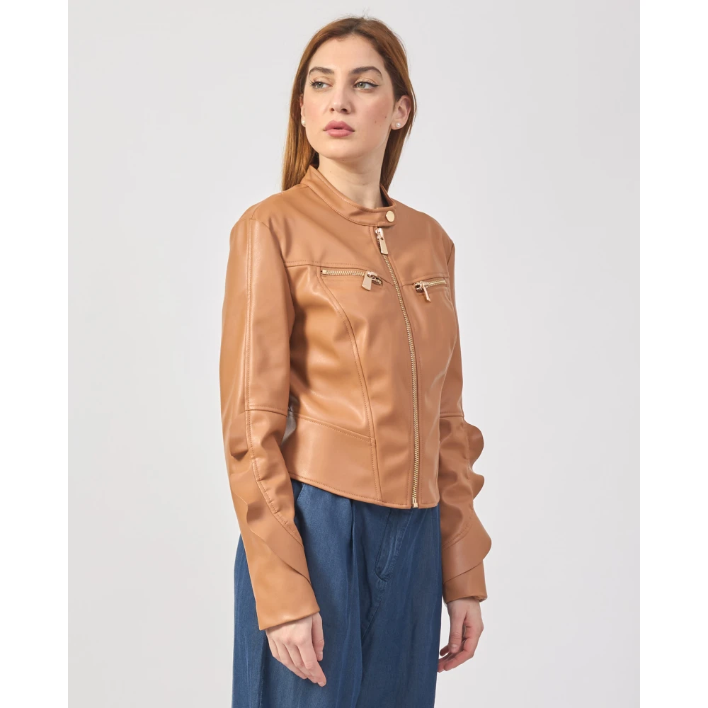 Relish Bruine Trendy Jas met Koreaanse Kraag Brown Dames